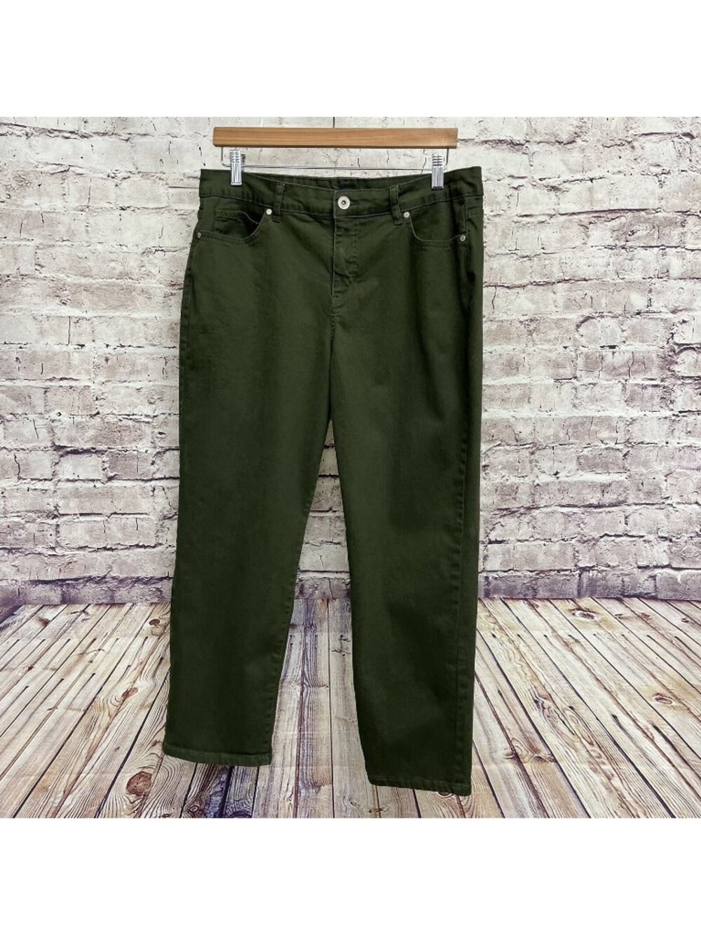 Bandolino Dark Green Straight Leg High Rise Denim Pants